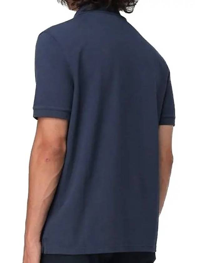 Fox Head Patch Cotton Polo Shirt Blue - MAISON KITSUNE - BALAAN 3