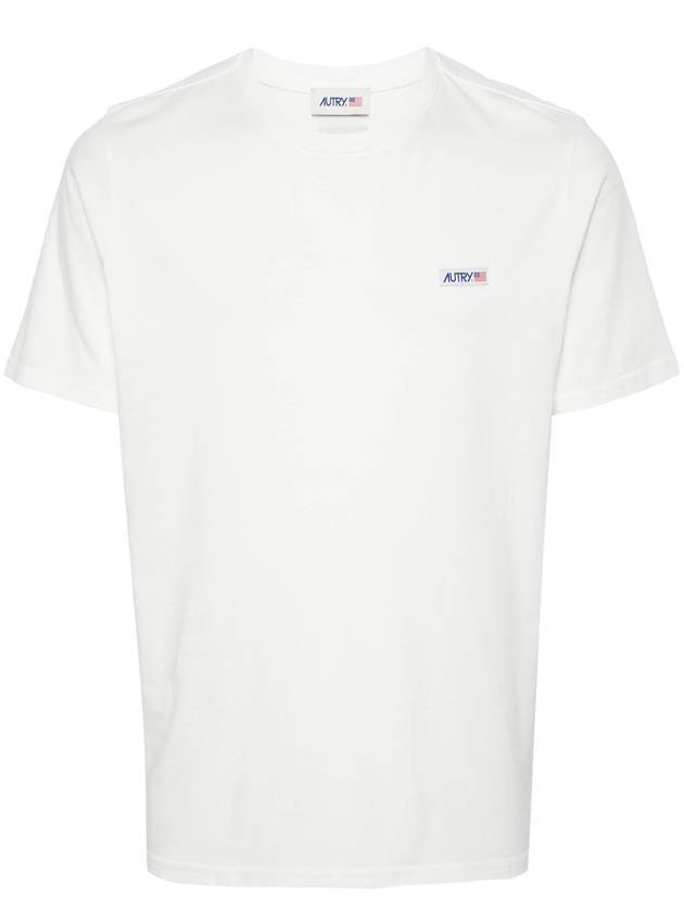 Label Cotton Short Sleeve T Shirt White - AUTRY - BALAAN 1