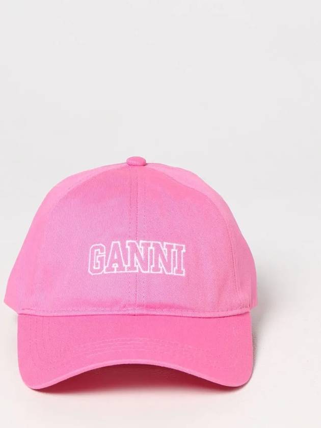 Software Heavy Embroidered Logo Cotton Ball Cap Pink - GANNI - BALAAN 3