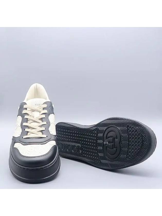 669582 Black White GG Emboss Leather Men s Sneakers Size 10 - GUCCI - BALAAN 3