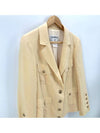 CC logo gold button silk linen jacket - CHANEL - BALAAN 4