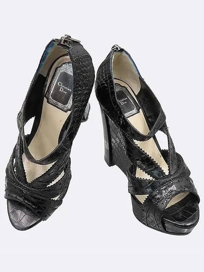 Black Patent Leather Gaboshi Wedge Heel Women s Shoes 235MM - DIOR - BALAAN 2