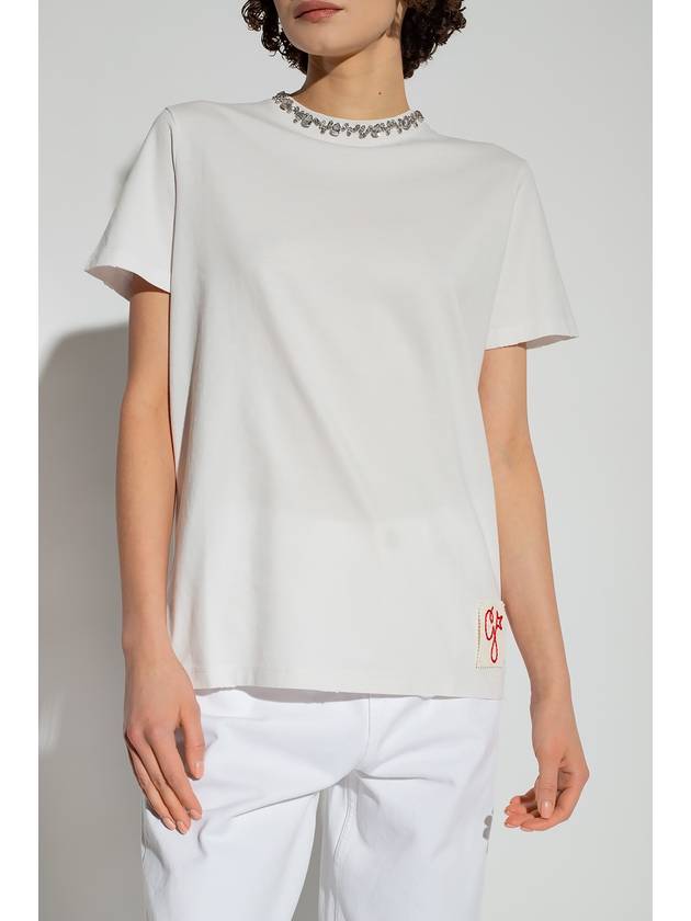 Crystal Neck Point Short Sleeve T-Shirt White - GOLDEN GOOSE - BALAAN 4