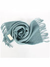 Logo Patch Fringe Wool Muffler Aquamarine - AMI - BALAAN 6