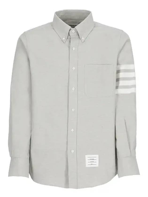 Men's Diagonal Solid Flannel Long Sleeve Shirt Grey - THOM BROWNE - BALAAN 2