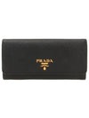 Metal Logo Saffiano Long Wallet Black - PRADA - BALAAN 2