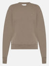 Embroidered Heart Logo Sweatshirt Taupe - AMI - BALAAN 2