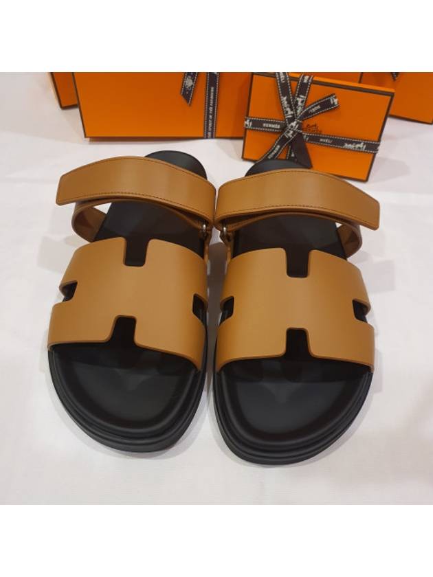 Chypre H Logo Calfskin Sandals Brown - HERMES - BALAAN 2