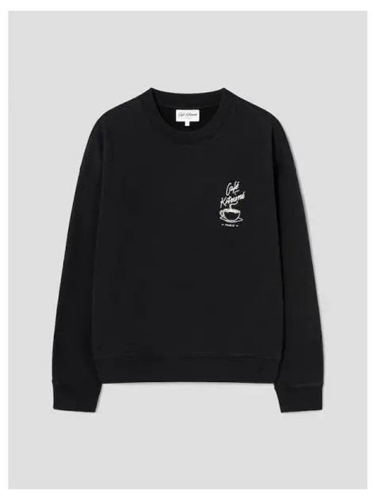 Unisex Cafe Kitsune Coffee Mug Relax Fit Sweatshirt Black Domestic Product - MAISON KITSUNE - BALAAN 1