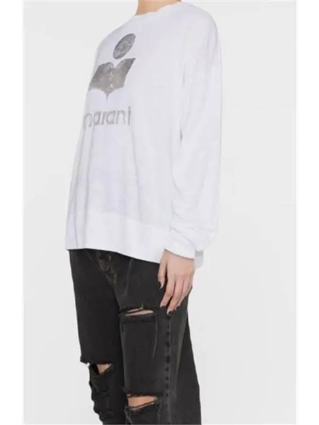 Klowia Logo Print Linen Sweatshirt White - ISABEL MARANT - BALAAN 4