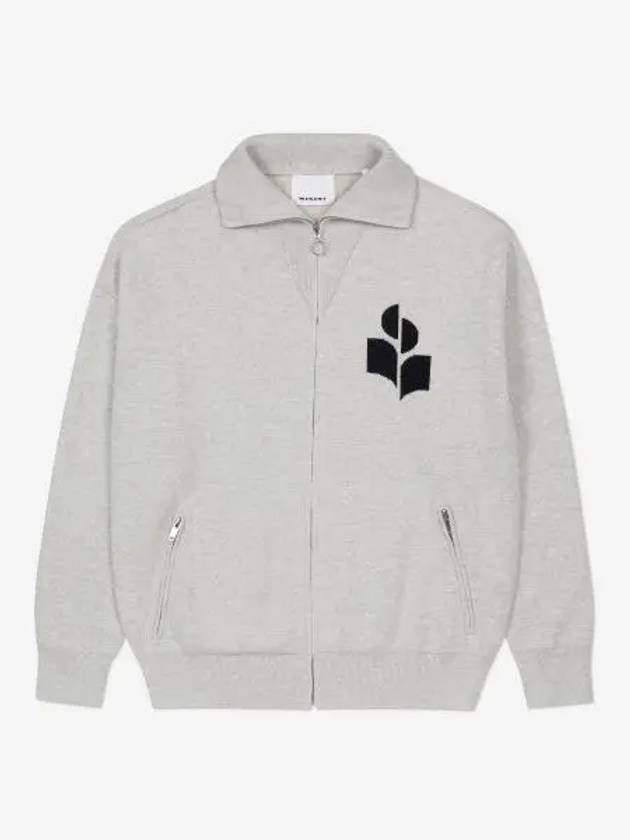 Logo High Neck Knit Zip-Up Cardigan Light Grey - ISABEL MARANT - BALAAN 2