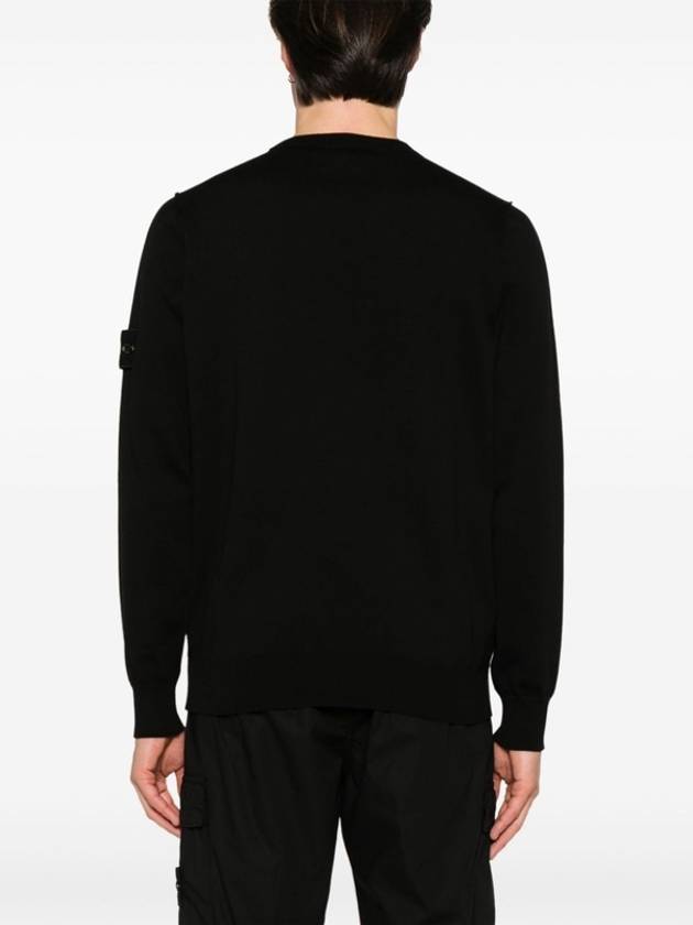 5100053 Soft Organic Cotton Small Roll Details Crewneck Sweatshirt Black - STONE ISLAND - BALAAN 7