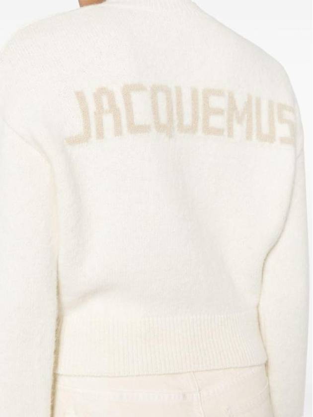 Intarsia Knit Logo Crew Neck Knit Top Ivory - JACQUEMUS - BALAAN 7