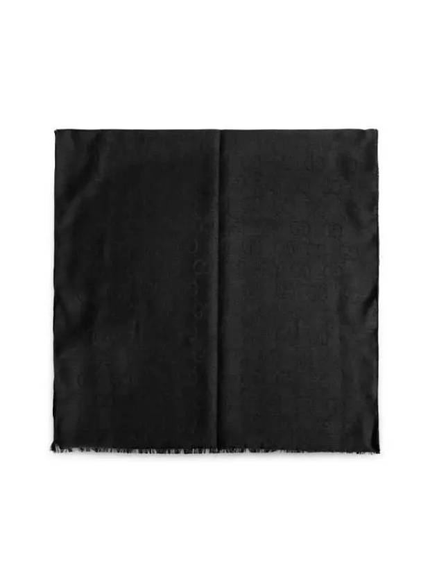 GG Jacquard Pattern Two-Tone Wool Silk Muffle Black - GUCCI - BALAAN 4