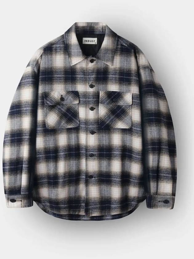 Ombre Check Quilted Shirt Jacket Navy - INDUST - BALAAN 5