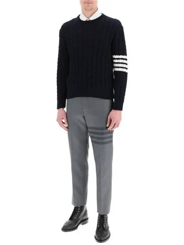 Diagonal Armband Cable Knit Top Navy - THOM BROWNE - BALAAN 5