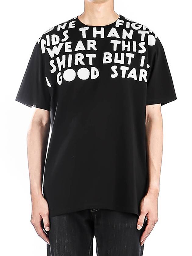 Men's Slogan Lettering Short Sleeve T-Shirt Black - MAISON MARGIELA - BALAAN.