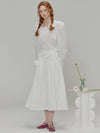 Rose brooch ribbon shirring skirt_White - OPENING SUNSHINE - BALAAN 4