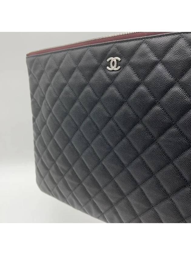 Large Classic Caviar Silver Logo Clutch Bag Black - CHANEL - BALAAN 6