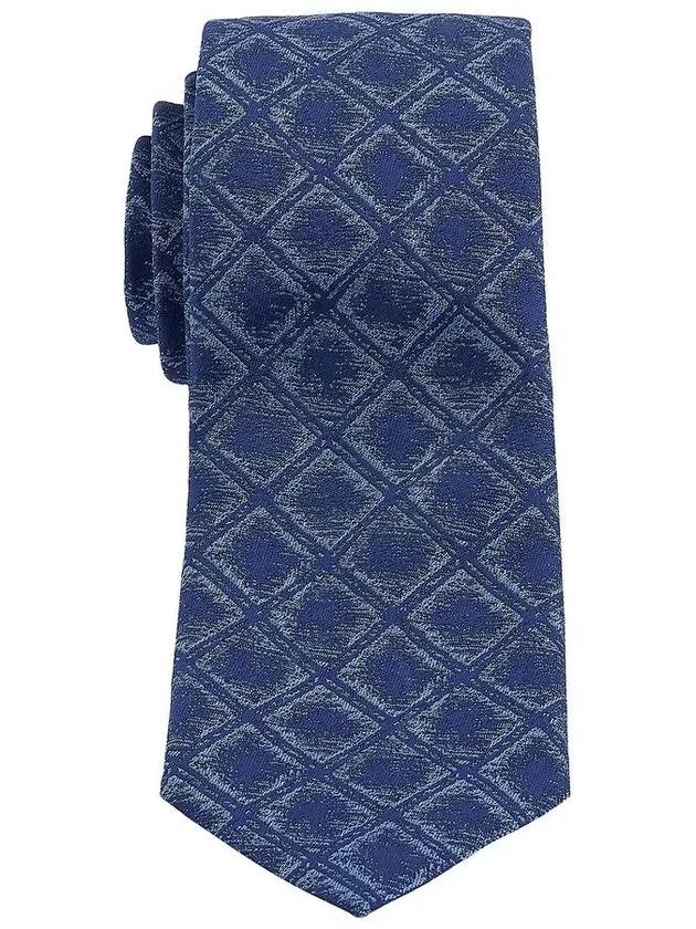 Jacquard Check Print Tie Blue - SALVATORE FERRAGAMO - BALAAN 3