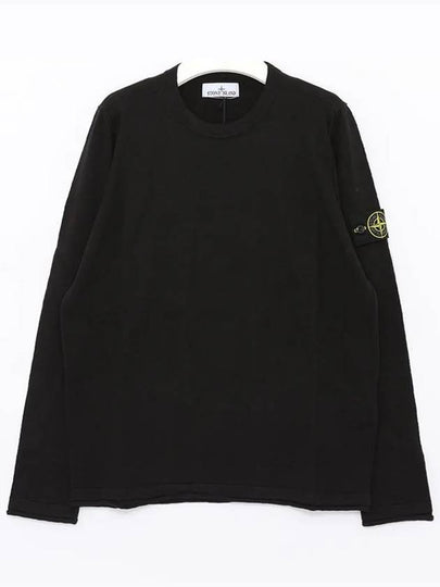 Compass Badge Ribbed Cotton Knit Top Black - STONE ISLAND - BALAAN 2