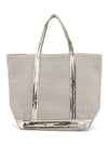 Cabas Linen Sequined Medium Tote Bag Sable - VANESSA BRUNO - BALAAN 3