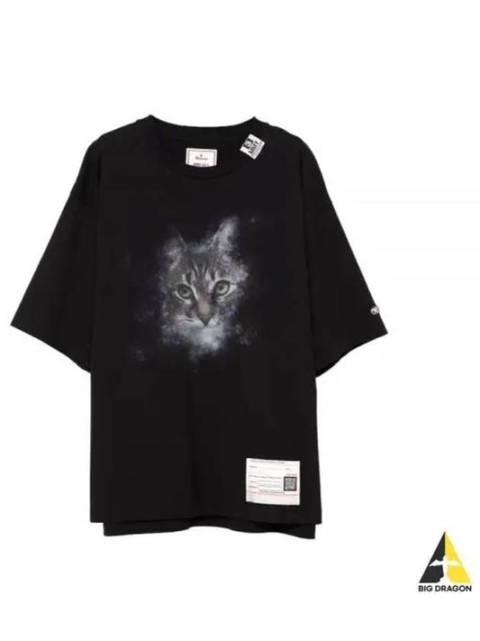 A13TS632 BLACK Cat Print T Shirt - MIHARA YASUHIRO - BALAAN 1