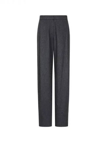 Women s One Tuck Tapered Wool Pants Charcoal Gray 270902 - EMPORIO ARMANI - BALAAN 1