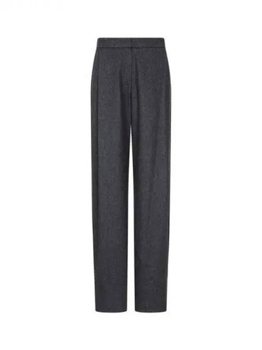 Women s One Tuck Tapered Wool Pants Charcoal Gray 270902 - EMPORIO ARMANI - BALAAN 1