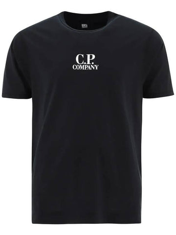 Logo Crew Neck Short Sleeve T-Shirt Black - CP COMPANY - BALAAN 1