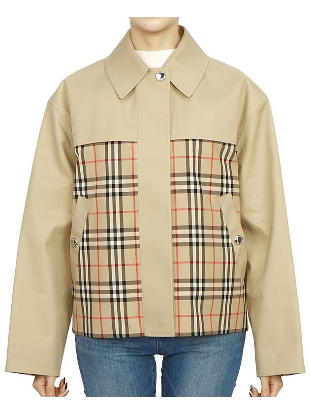 Check Motif Shorts Zip-Up Jacket Beige - BURBERRY - BALAAN 2