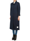 Women's Double Face Tech Round Collar Cotton Overcoat Navy - THOM BROWNE - BALAAN 4