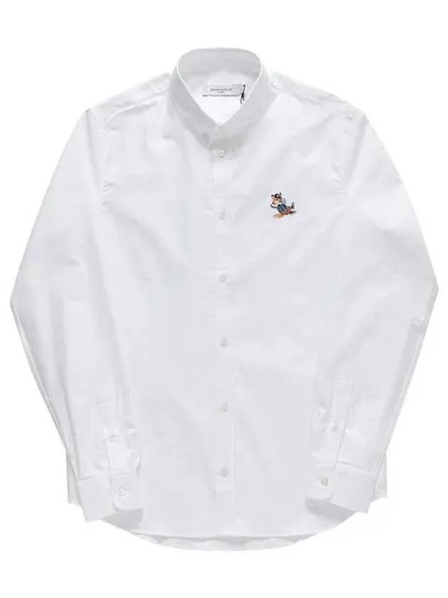 Dressed Fox Patch Relaxed Long Sleeve Shirt White - MAISON KITSUNE - BALAAN 3