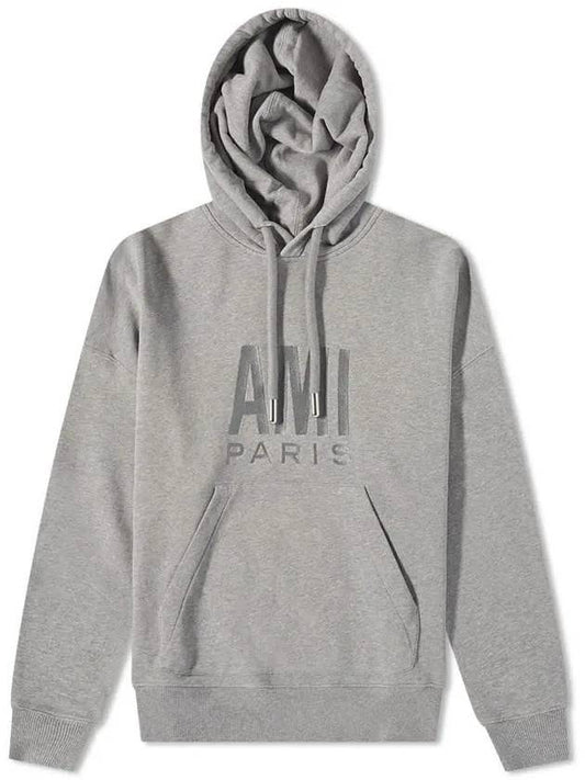 Men's Paris Logo Print Hooded Gray - AMI - BALAAN.