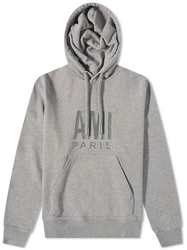 Men's Paris Logo Print Hoodie Grey - AMI - BALAAN 1