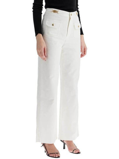 Gourmettes Cotton Straight Pants White - CELINE - BALAAN 2