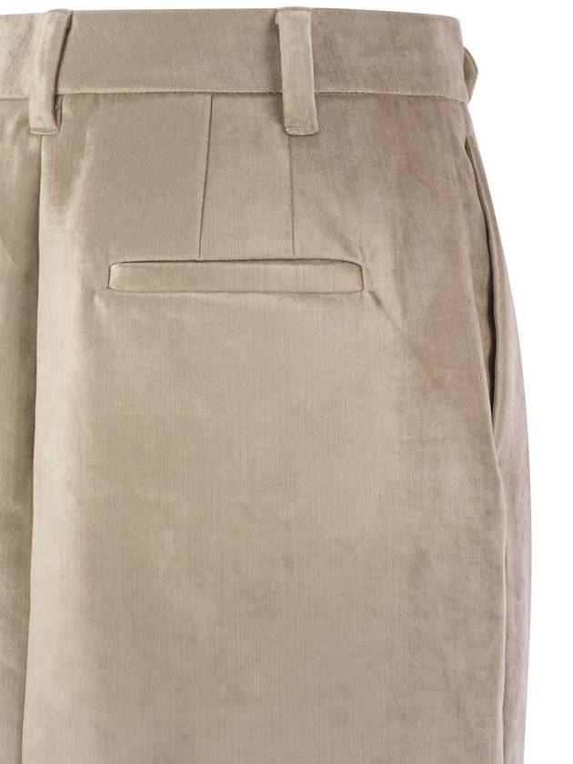 Sleek Cotton Viscose Velvet Mini Sartorial Skirt - BRUNELLO CUCINELLI - BALAAN 4