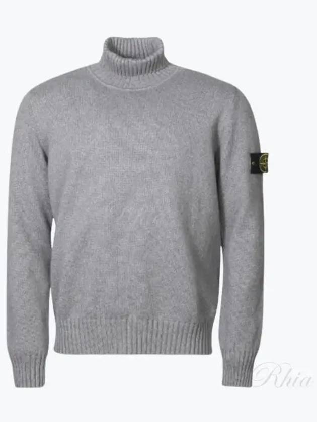 Wappen Patch Loose Fit Cotton Turtleneck Grey - STONE ISLAND - BALAAN 2