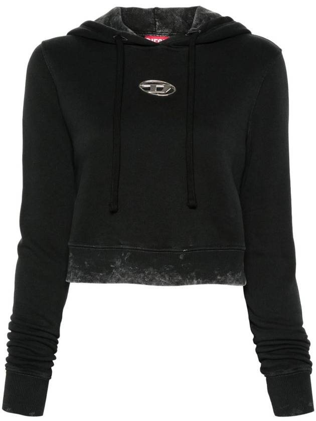 F Slimmy Hood P5 Metal Logo Faded Cut Out Hoodie Black - DIESEL - BALAAN 2