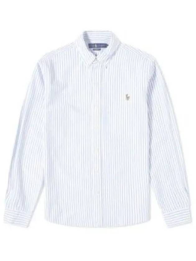 Embroidered Pony Logo Striped Long Sleeve Shirt White Light Blue - POLO RALPH LAUREN - BALAAN 2