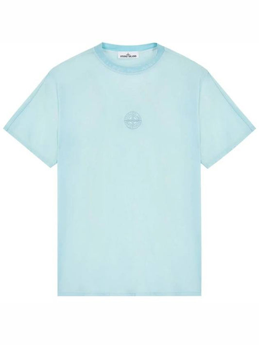 Compass Motif Cotton Short Sleeve T-Shirt Light Blue - STONE ISLAND - BALAAN 2