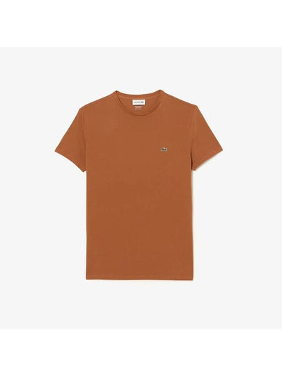 Crew Neck Pima Cotton Jersey Short Sleeve T-Shirt Brown - LACOSTE - BALAAN 2