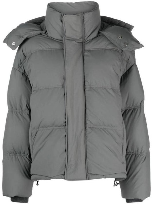 Oversized Nylon Puffer Down Jacket Grey - AMI - BALAAN 1