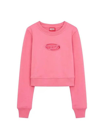 Women s Cutout Logo Crop Sweatshirt Pink - DIESEL - BALAAN 1