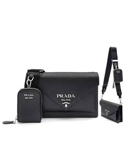 Saffiano Leather Mini Shoulder Bag Black - PRADA - BALAAN 2