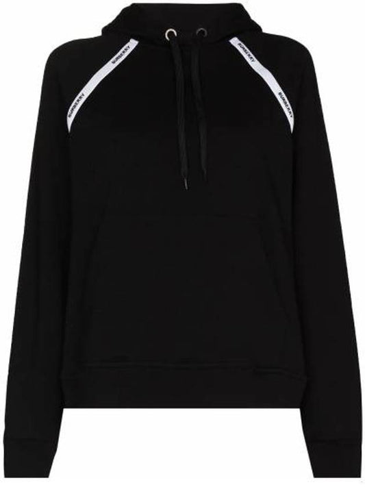 Women's Logo Tape Detail Hooded Top Black - BURBERRY - BALAAN 1