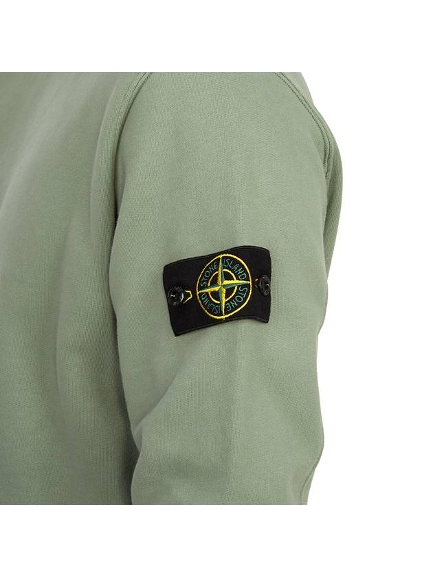 Brushed Cotton Fleece Garment Dyed Crewneck Sweatshirt Sage Green - STONE ISLAND - BALAAN 9