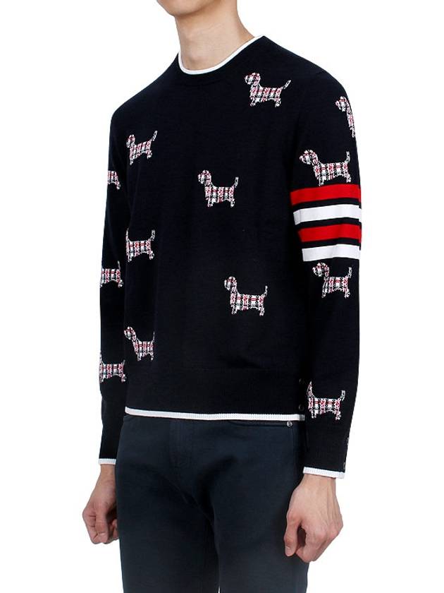 4-Bar Relaxed Hector Pullover Wool Knit Top Navy - THOM BROWNE - BALAAN 4