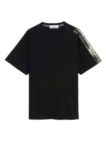 Compass Logo Round Short Sleeve T-Shirt Black - STONE ISLAND - BALAAN 1