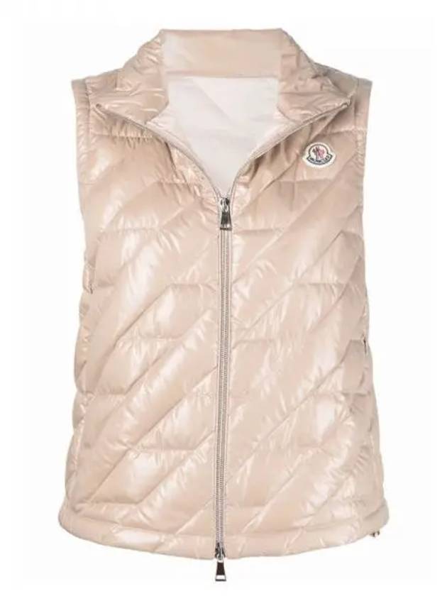 LECROISIC LeCrois style chest logo patch quilted down vest pink beige women s 233407 - MONCLER - BALAAN 1